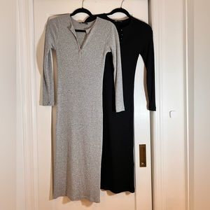 Lot of 2 Zara fitted stretchy rib dresses M